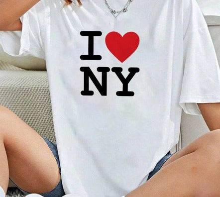 I LOVE NY Women Casual Short Sleeve Summer Top T-Shirts