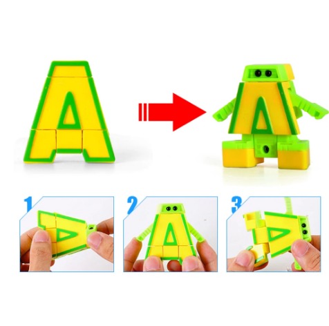 26 Pcs Alphabet Transformation Robot Toys English Letter Learn A-Z Action Figures