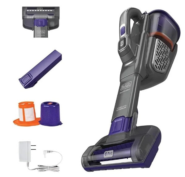 BLACK+DECKER Dust/Furbuster Handheld Cordless Vacuum Cleaner for Pets Advanced Clean Gray